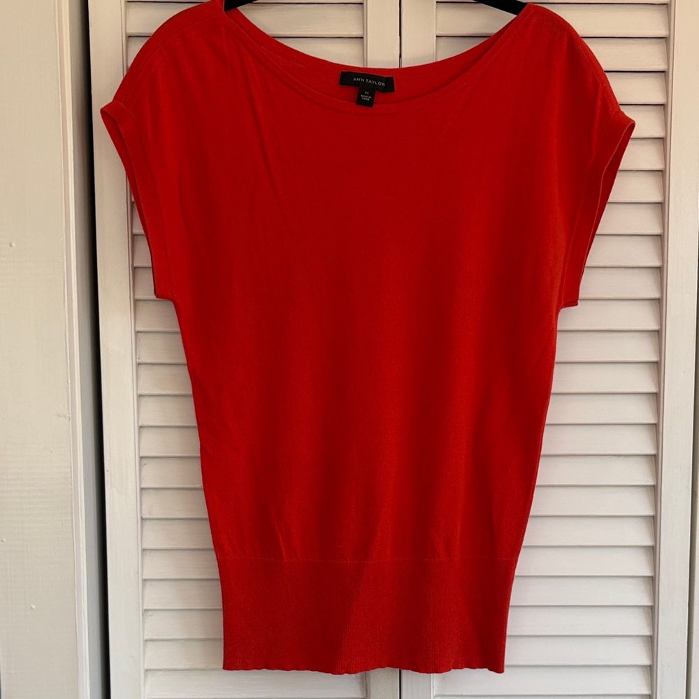 Ann Taylor Vibrant Orange Scoop Neck Sweater